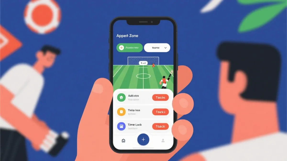 手机屏幕上显示赛事专区任务与广告兑换观看时长的概念画面